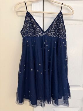 Free People Navy Sequin Mini Dress